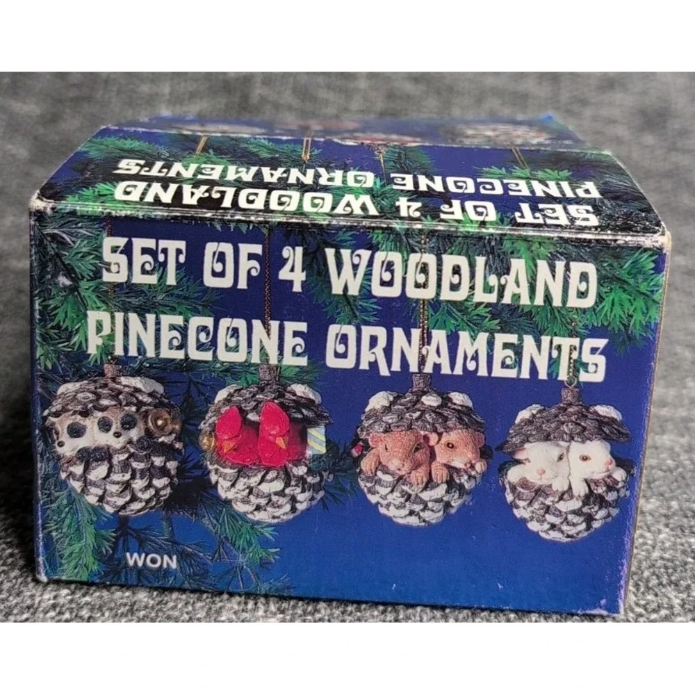 Vtg Woodland Pinecone Ornaments with Animals 2